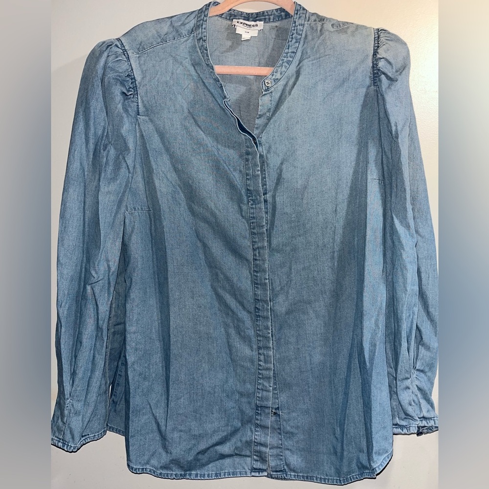 Express Blue Denim Button-Down Slim XL Shirt